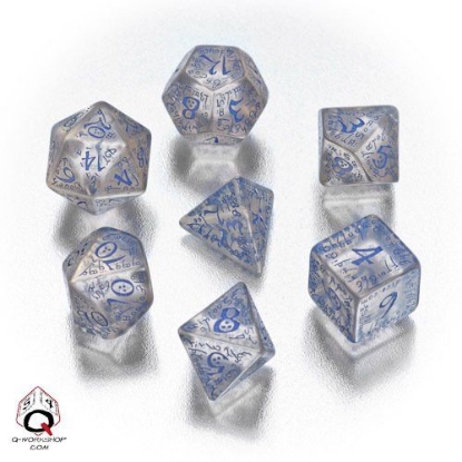 Picture of Elven transparent-blue dice, Set of 7