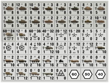 Picture of Panzer Leader Blitz Quarter Page of CAMO German North Africa Counters Desert Palm